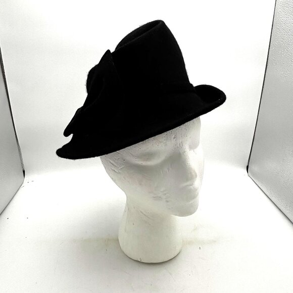New Aldo Fedora Felt Hat Black with Bow Accent Cute Casual One Size Womens Nwt - Picture 1 of 3